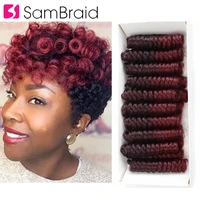sambraid 6 inch short curly spring crochet braiding hair for women 20 rootspack synthetic crochet braids hair extensions