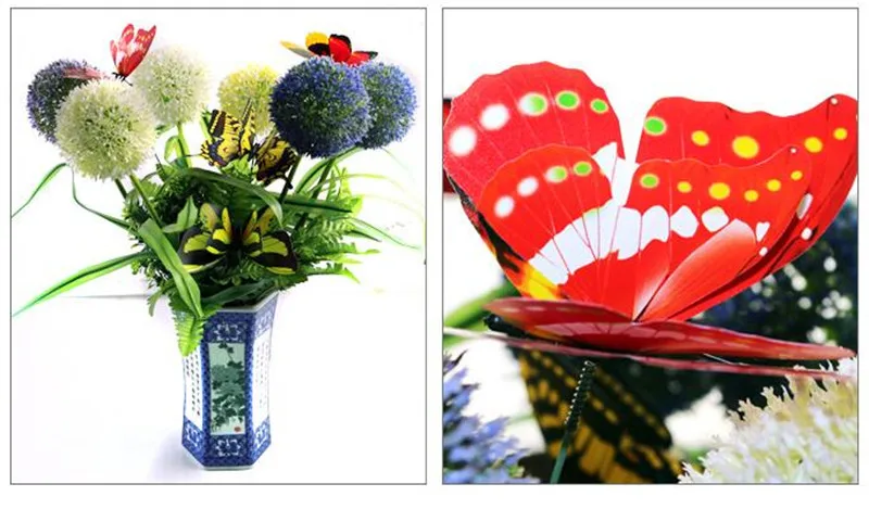 10 шт./лот Искусственные бабочки садовые украшения имитация бабочек колья для