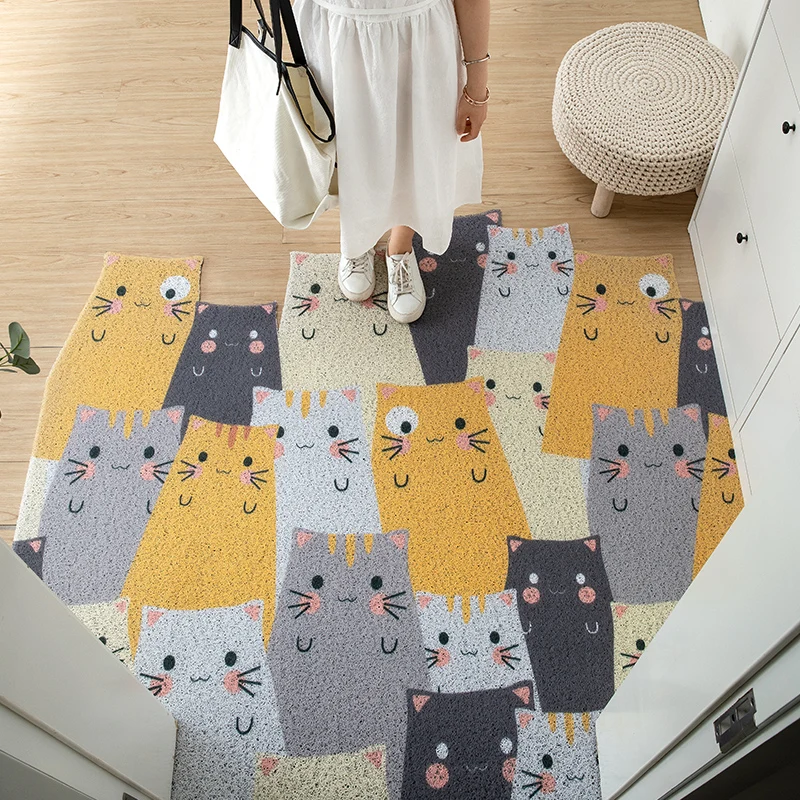 

Cartoon Cats Fornt Door Mat Indoor Outdoor Rubber Rug Easy Clean Entry Way Welcome Doormat Floor Mat Mud Absorbent Carpet