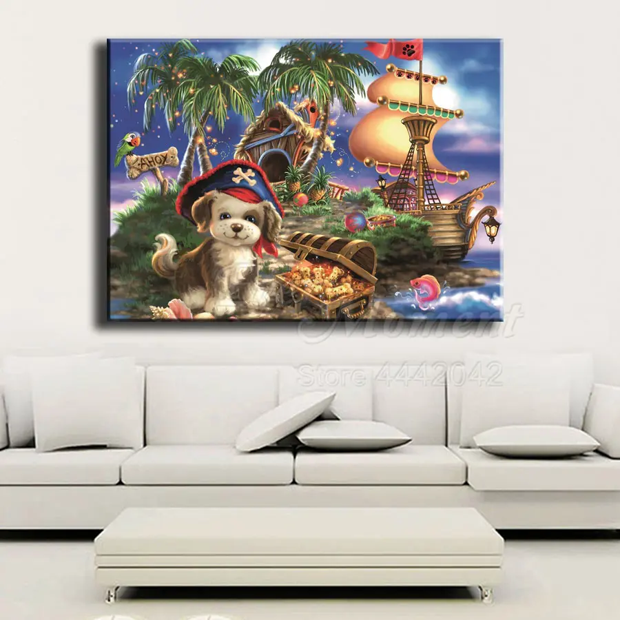 Алмазная живопись с лодкой пиратом полная выкладка мозаика Стразы алмазная