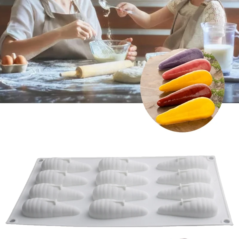 

Силиконовая форма для шоколада, мастики, десертов, моркови, мусса, 12 полостей