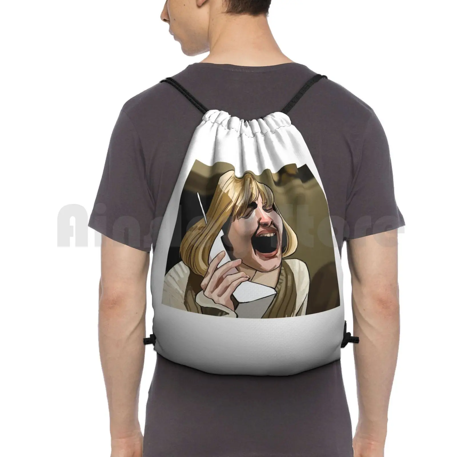 

Scream Backpack Drawstring Bags Gym Bag Waterproof Scream Drew Barrymore Horror Horror Movies