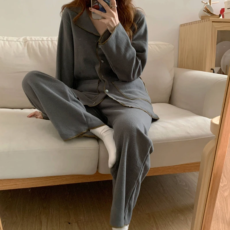 

Alien Kitty 2021 Hot Soft Warm Homewear New High Quality Large Size Loose Korean Chic Pajamas Casual Brief Nightwear Sets