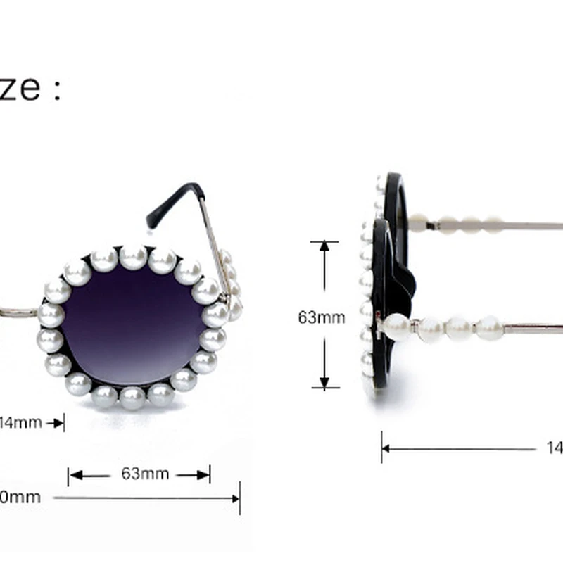 

trendy round sunglasses women 2020 fashion pearl sun glasses female luxury brand retro metal glasses vintage gray shades Oculos