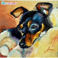 gatyztory diy painting by numbers dog handpainted oil painting animal drawing on canvas kill time unique gift home decoration
