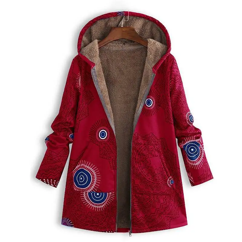 Autumn Winter Plus Velvet Coat Women Cotton Overcoat Female Casual Hooded Padded Jacket Outerwear Parka Ropa Mujer Invierno
