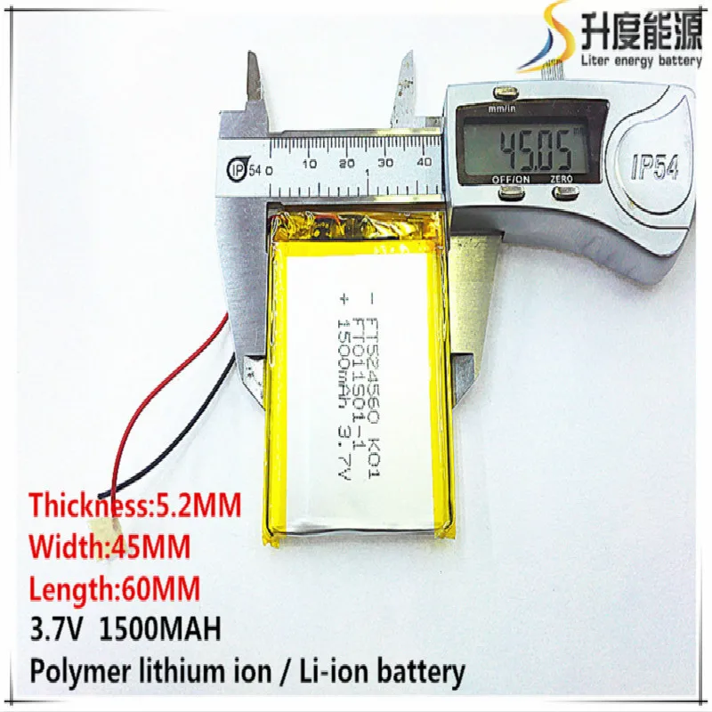 

2pcs [SD] 3.7V,1500mAH,[524560] Polymer lithium ion / Li-ion battery for TOY,POWER BANK,GPS,mp3,mp4,cell phone,speaker
