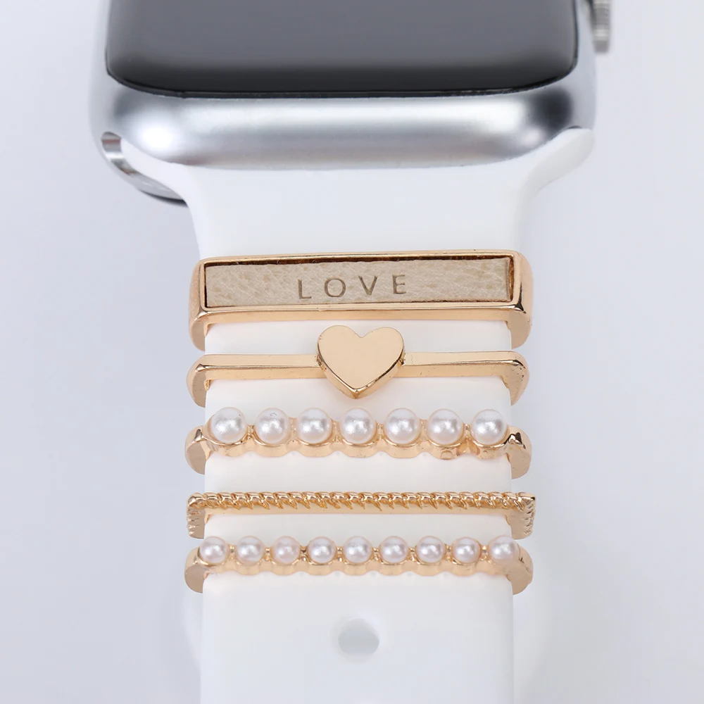 

Браслет для Apple Watch, металлические подвески, декоративное кольцо, Алмазное украшение, силиконовый ремешок для смарт-часов, аксессуары для ...