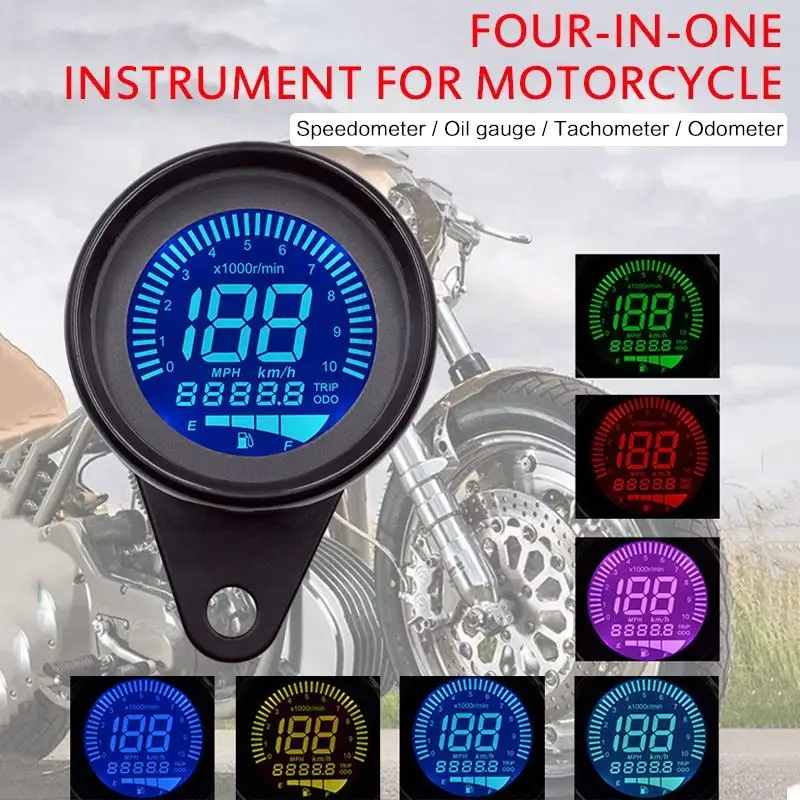 

Motorcycle Spare parts accessories parts Digital Motorcycle Speedometer LED Backlight LCD Odometer Tachometer Oil Level Meters