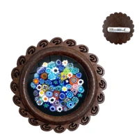 murano millefiori wood brooches multicolour flower 20mm glass cabochon collar pins jewelry for women men gift wholesale