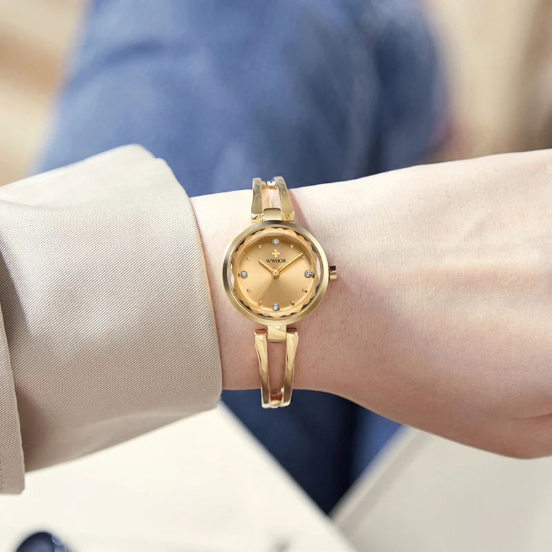 WWOOR Women Watch Famous Luxury Brands Dress Small Dial Ladies Wrist Watches Diamond Gold For Montre Femme 2020 | Наручные часы