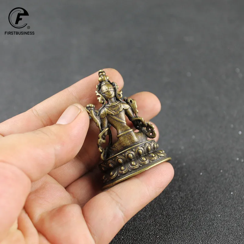 Зеленая Тара маленькая медная статуэтка тантрическая Будды высота 5 см