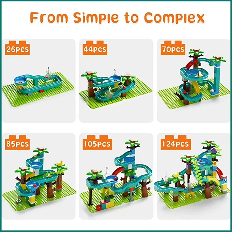 124 шт. Мрамор забе город строительные блоки Воронка слайд лабиринт мяч большой