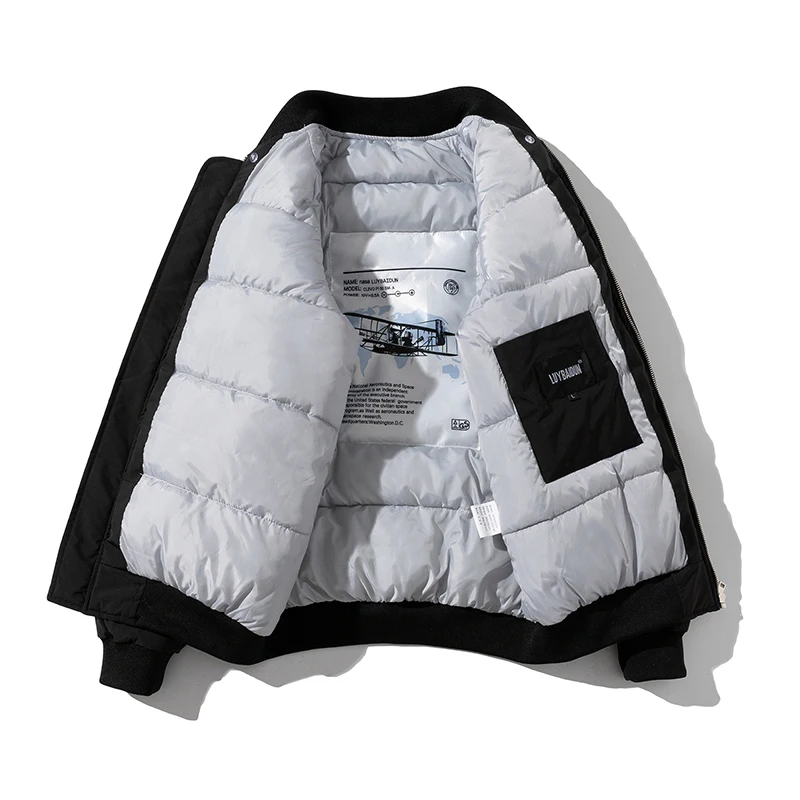 Bomber jacket men Tiger embroidered with Removable hood Casual Vintage Thick Warm Winter Coat Zip Windbreaker Windproof Outwear