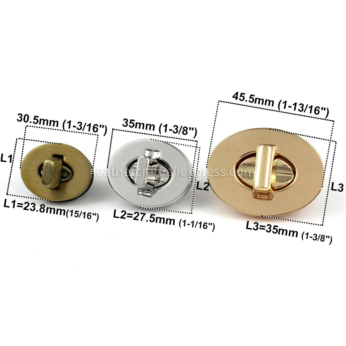 1x 3 Sizes Oval Shape Turn Lock Clasps Closure buckle Leather Craft Women Bag Purse Handbag Shoulder Closure DIY Accessories