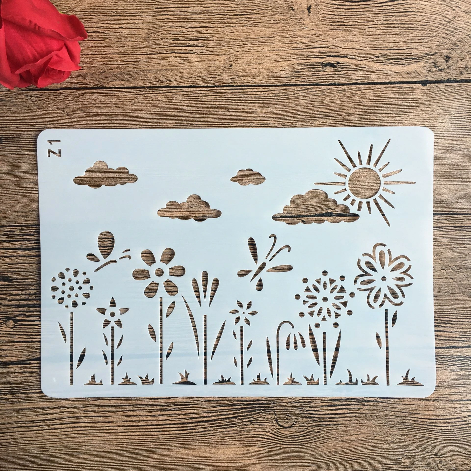 

26*18cm Grass Flowers Stencils DIY Craft Layering Stencils For Walls Painting Scrapbooking Stamping Stamp Album Decorative