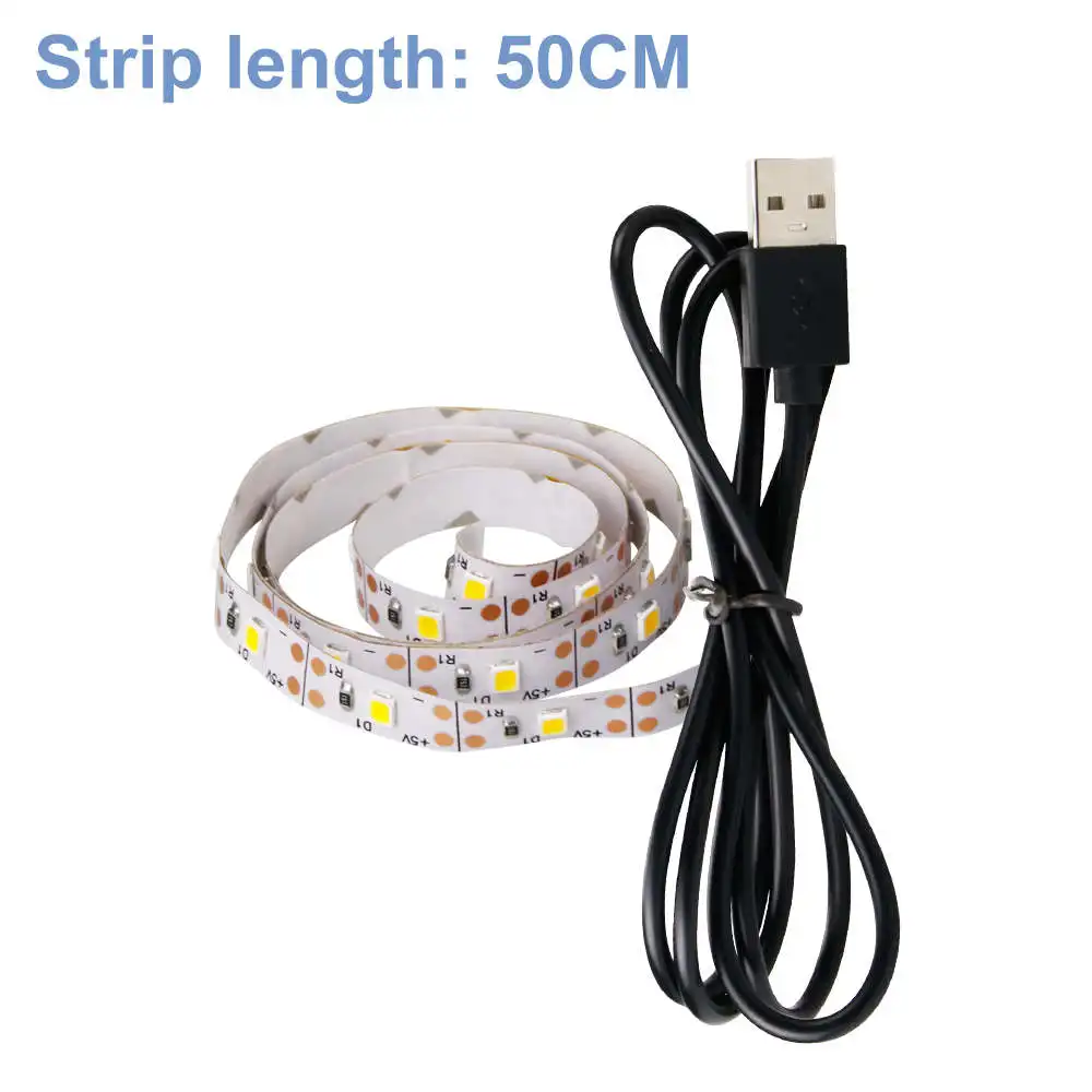 50cm 30leds Светодиодный светильник, Лента USB 5 В, лента для лампы, светодиодная ТВ, тыловая подсветка, светодиодная неоновая лента под шкаф, светильник s, гибкая светодиодная лента 2835SMD - Испускаемый цвет: 50cm 30leds