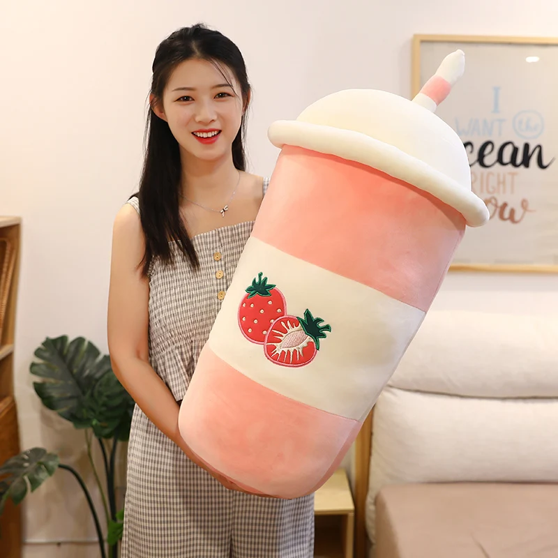 

New Arrive 55cm Kawaii Pink Strawberry&Yellow pineapple Plush Toys Cute milk cup Doll Soft Stuffed Toy Children Girls Xmas Giftt