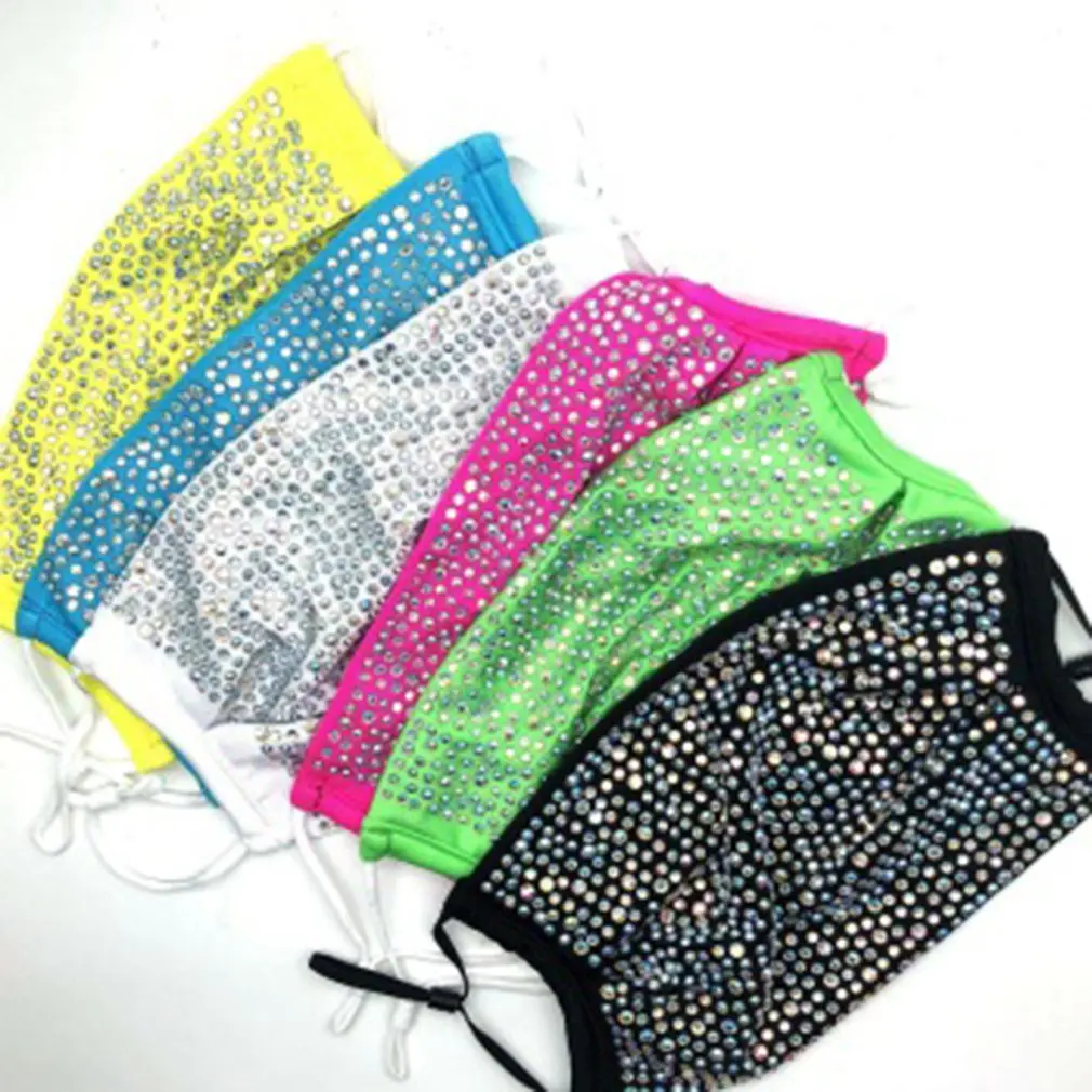 

Glitter Rhinestone Face Mask Women Diamond Personalise Decorative Party Masquerade Mesh Net Mouth Yashmak Wedding Gift