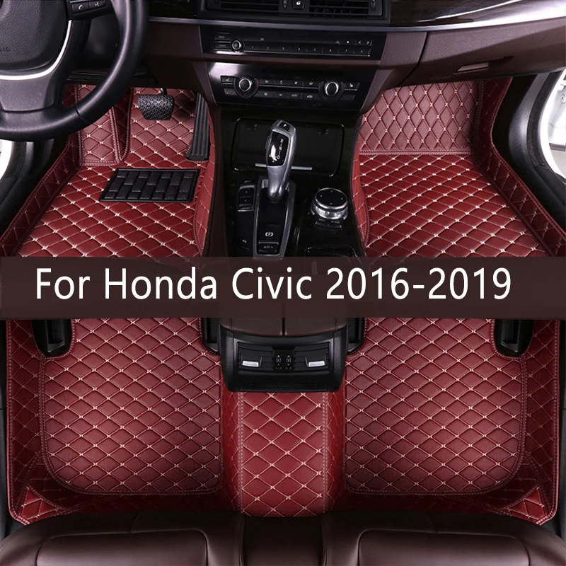 Кожаные автомобильные коврики в салон для Honda Civic 2016 2017 2018 2019 2020 2021