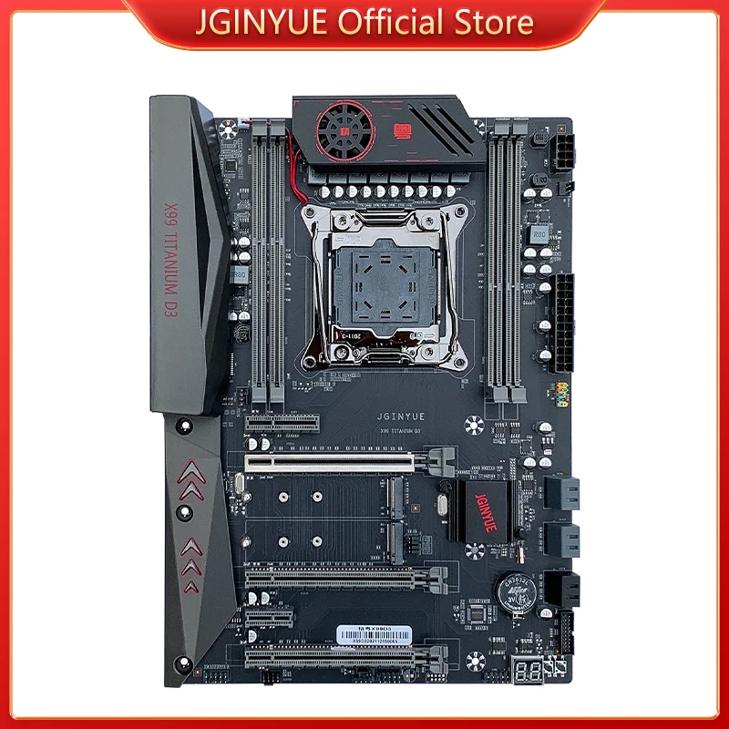 Материнская плата JGINYUE X99 ATX, Intel LGA 2011-3 E5 DDR3 1600 МГц 64 Гб M.2 NVME SATA USB3.0 X99 TITANIUM D3
