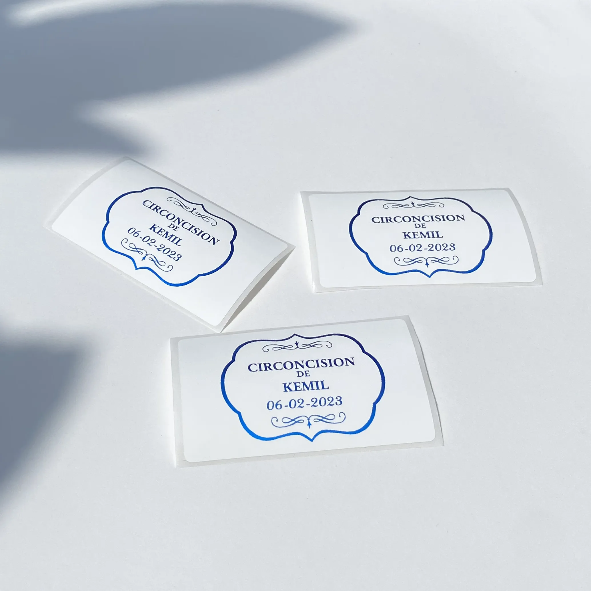 60 персонализированных наклеек для украшения вечеринки мальчика синий текст