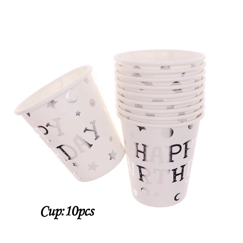 10pcs Золотая фольга, 20 шт./лот, бумажные одноразовые столовые приборы, салфетки, тарелки, чашки с днем рождения, свадьбы, вечеринки, дня рождения, украшения для детей - Цвет: 10pcs