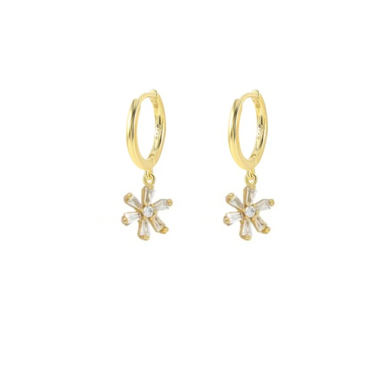 

Clear Zircon Cute Flower Huggie Hoop Earings Piercing Earrings for Women Gift Accessories Jewelry 2022 Trends Pendientes Brincos