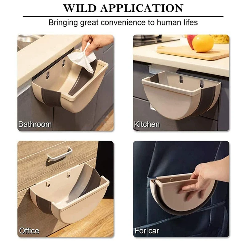 Wall-Mounted Foldable Trash Can Household Sorting Debris Bin Folding Basket Hanging Car Cabinet 28X14.5X15Cm | Дом и сад