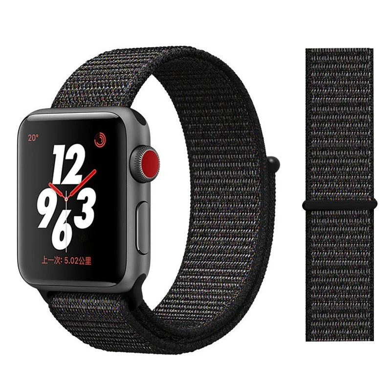 Нейлоновый ремешок для Apple watch 5 ремешок 44 мм 40 мм iWatch ремешок 42 мм 38 мм спортивный ремешок для часов Браслет Apple watch 4 3 2 1 38 40 44 мм - Цвет ремешка: Black Red