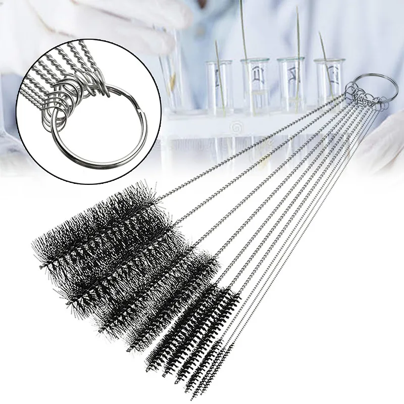

10pcs/set Cleaning Stainless Steel Cleaner Nylon Brushes Set for Brushing Tobacco Pipe Tube Supplies