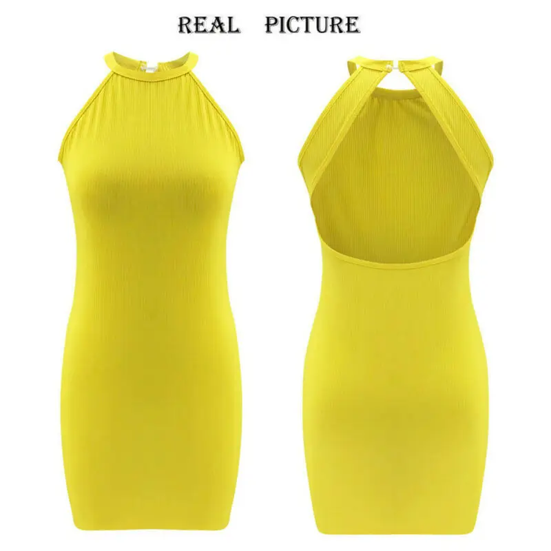 

Sexy Womens Summer Straps Sleeveless Slim Dress 2020 Newest Bodycon Dress Ladies Party Short Mini Dresses Backless Pencil Dress