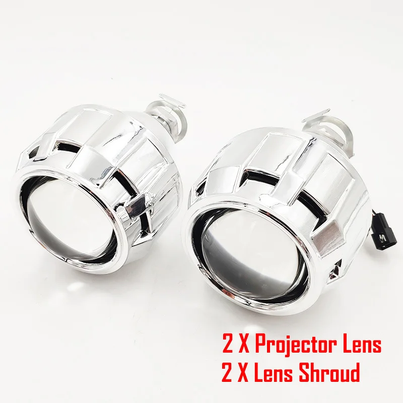 Lens-Shroud Автомобильный стиль 2,5 дюймов универсальные линзы проектора bi Xenon Серебряный кожух H1 HID ксеноновая лампа H4 H7 мотоцикл Модифицированная фара - Цвет: Lens-Shroud