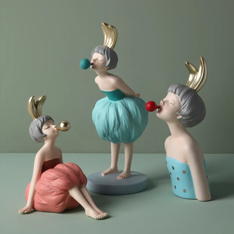 

Modern Moden Girl Resin Art Statue Gift salon Sculpture ornaments Wedding Tabletop figurines Home Decoration