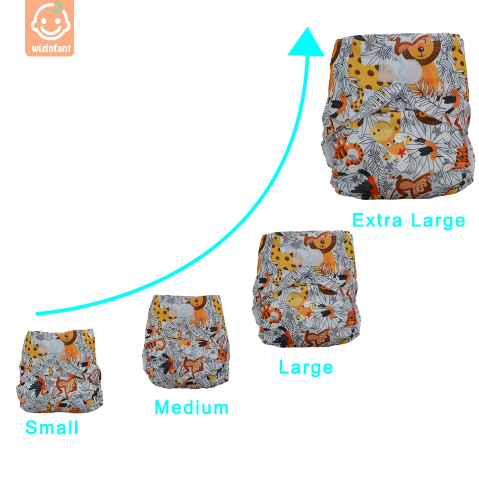 WizInfant-pa&ntilde;al de tela lavable de talla grande XL, respetuoso con el medio ambiente, ajustable, reutilizable, cubierta de pa&ntilde;ales de tela apta para beb&eacute;s de 2 a 5 a&ntilde;os-1