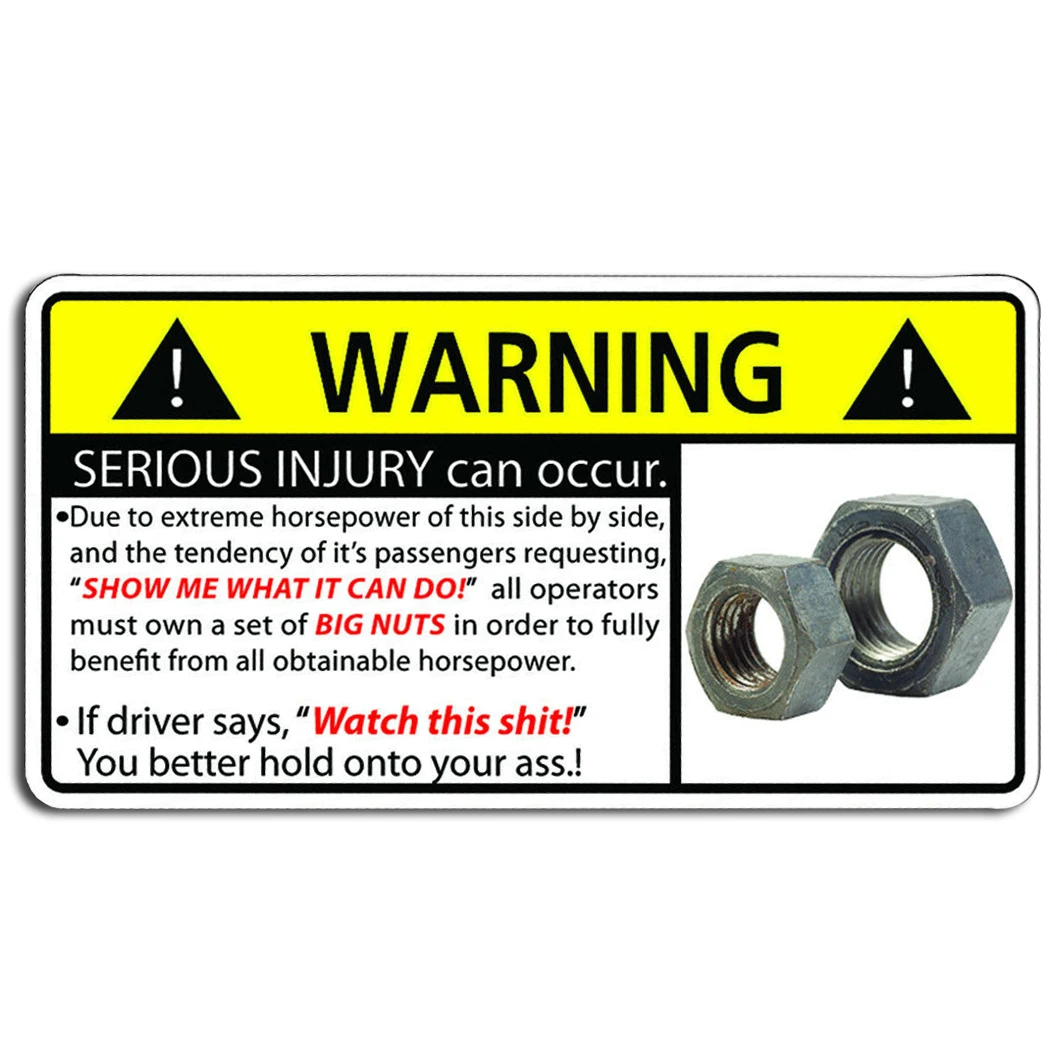 

SxS Side By Side Funny Nuts Warning Decal Sticker Utility Vehicle UTV Graphics