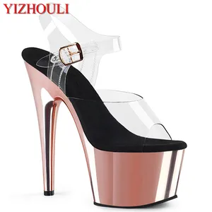Летняя обувь на платформе 6 дюймов, каблук-шпилька 15 см с гальваническим покрытием, обувь для танцев на шесте