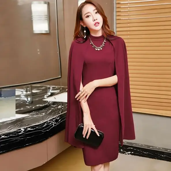 Женское вечернее платье 2019 осень винно красный плащ Дамская накидка без рукавов