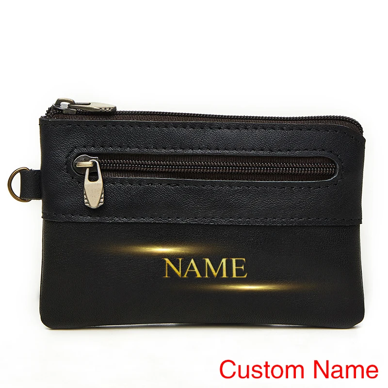 Кошелек с гравировкой имени для мужчин и женщин бумажник из натуральной кожи на