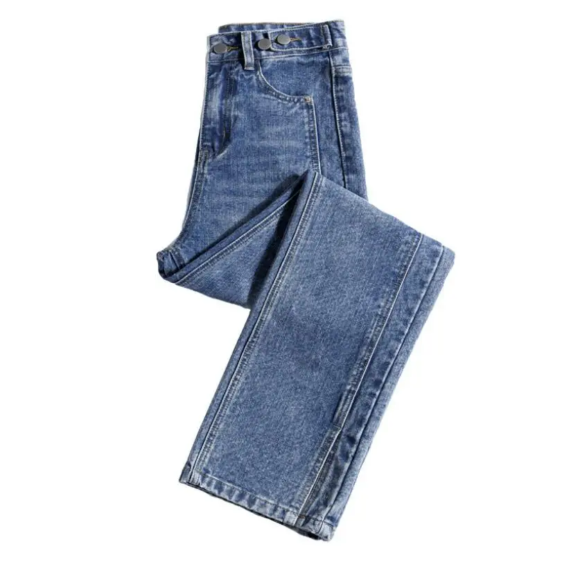 

Women Vintage High Waist Wide Leg Denim Pants Loose Fashion Harajuku Womens Chic Casual Split Fork Trousers Jeans Woman w241