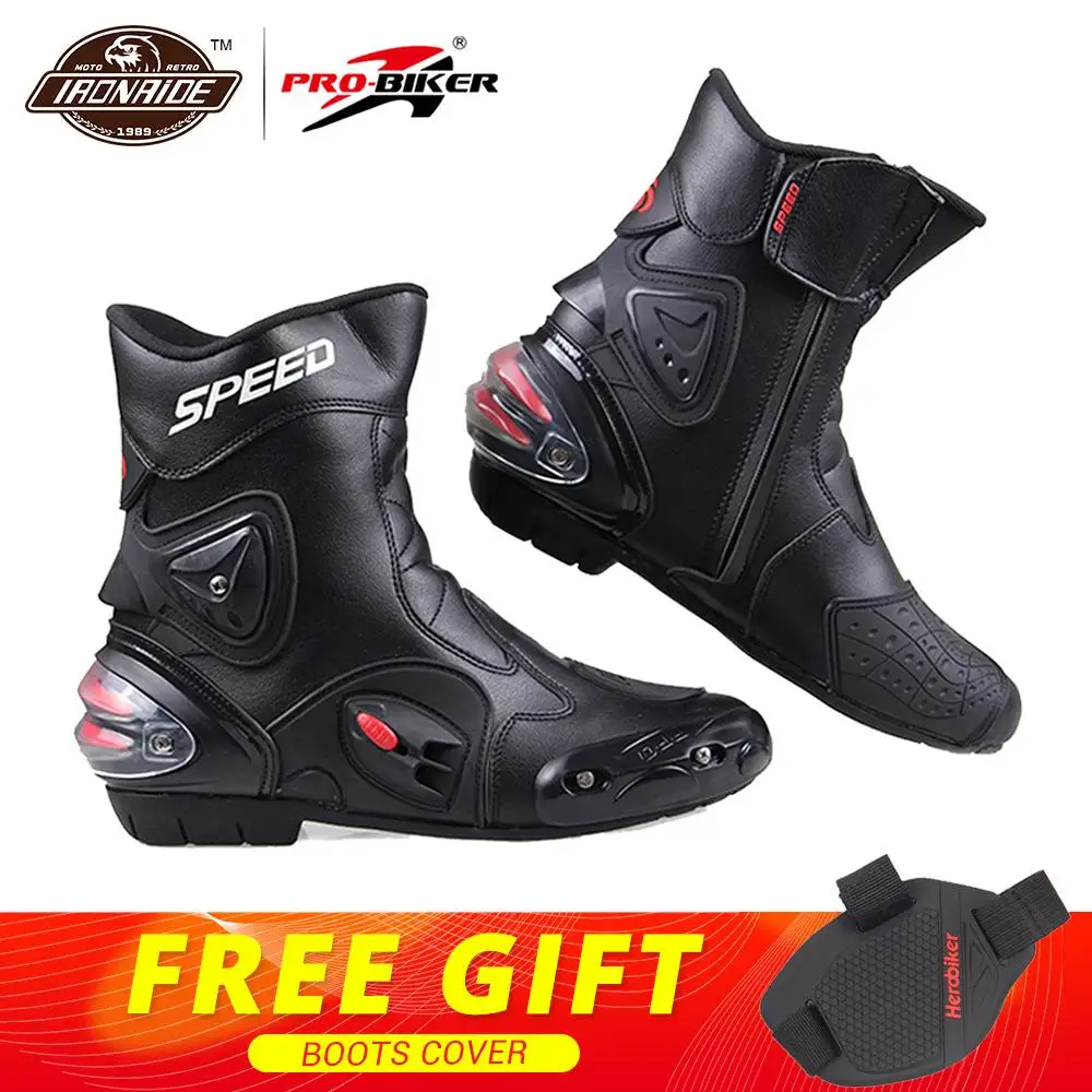 Мотоциклетные ботинки PRO BIKER SPEED защитное снаряжение для скоростных гонок черные