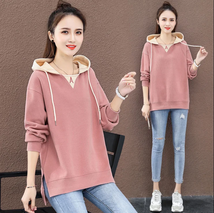

2021 new spring Korean loose hooded sweater casual top