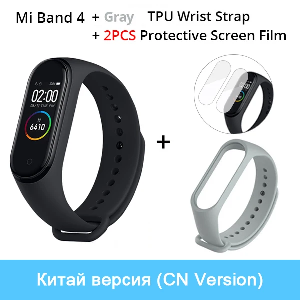 CN N Gray Strap Xiaomi mi Band 4, музыкальный смарт-браслет mi band 4, фитнес-браслет, 135 мА/ч, цветной экран, 50 м, водонепроницаемый, Bluetooth 5,0 - Цвет: CN N Gray Strap