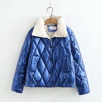 plus size motorcycle parkas womens winter new loose fashion bright fabric short down cotton coat wadded jacket