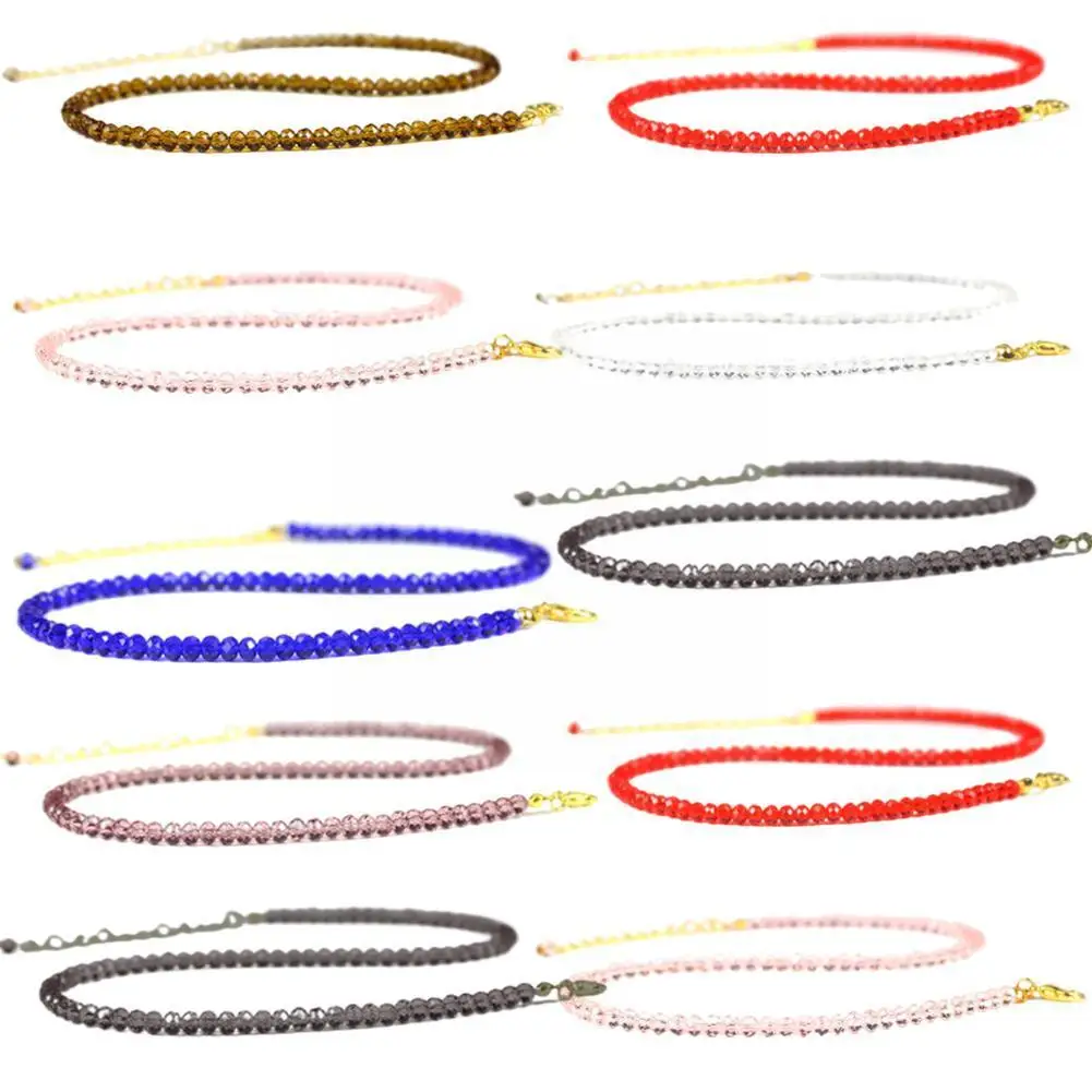 Beaded Crystal Choker Necklace Chain Glass Beads Female Jewelry Girls For Women Short Li I1B7 | Украшения и аксессуары