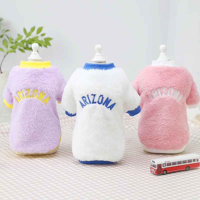 

Warm Fleece Pet Clothes Cute Letter Print Coat Small Medium Dog Cat Shirt Jacket Teddy French Bulldog Chihuahua Winter Outfit