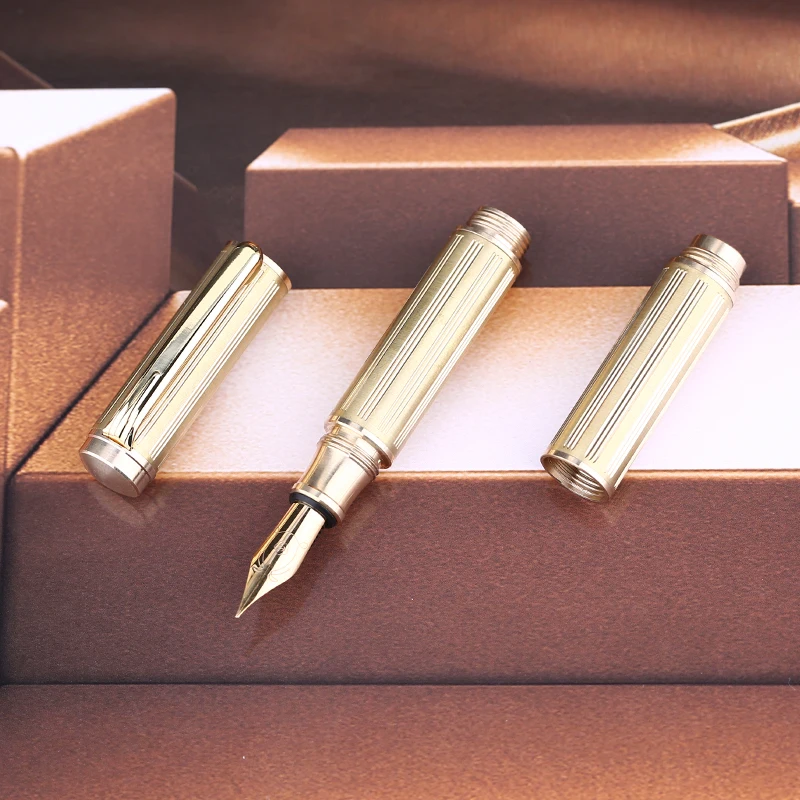 Three-section  Brass Pen,  Mini Short Pen Portable Metal Iridium Pen Adult Student Writing Pen