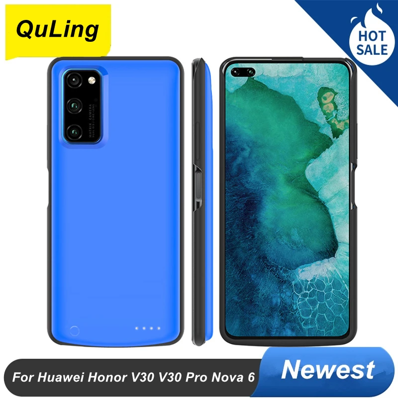 

QuLing чехол для зарядного устройства для Huawei Honor V30 V30 Pro Nova 6 Чехол для аккумулятора 6800 мАч Smart Cover Power Bank Nova 6 Чехол для аккумулятора