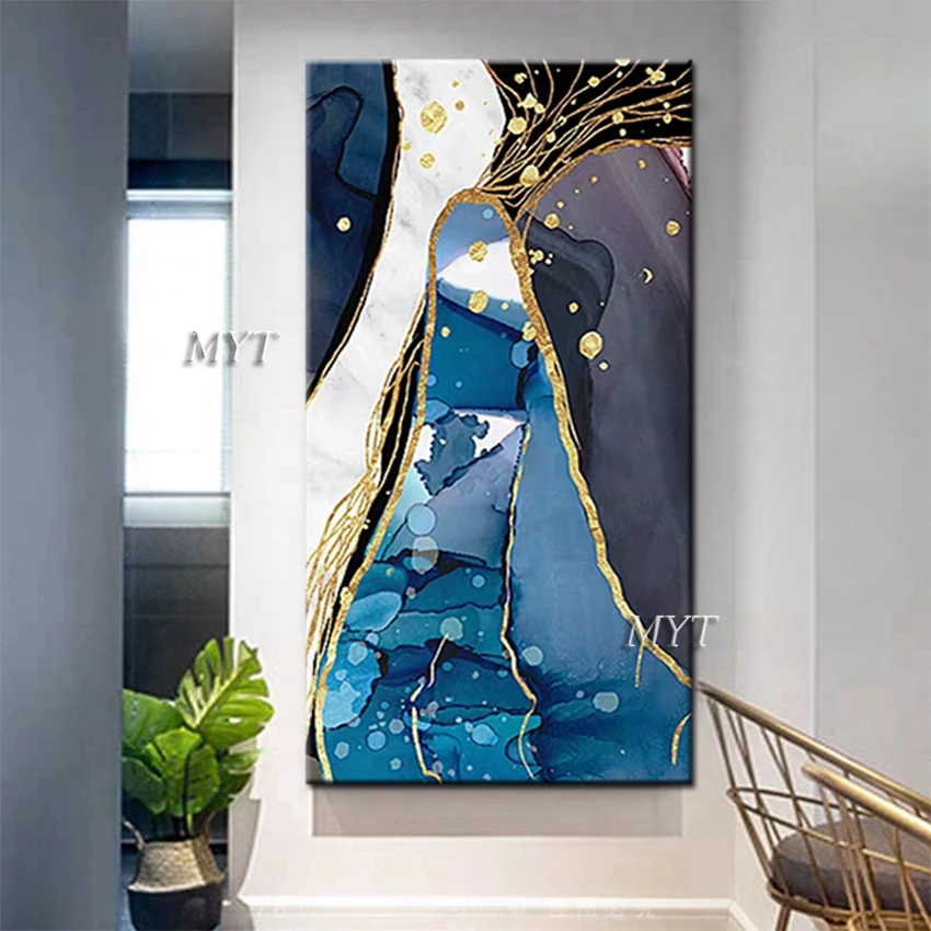 Текстурированная Золотая фольга на холсте ручная роспись Настенный декор