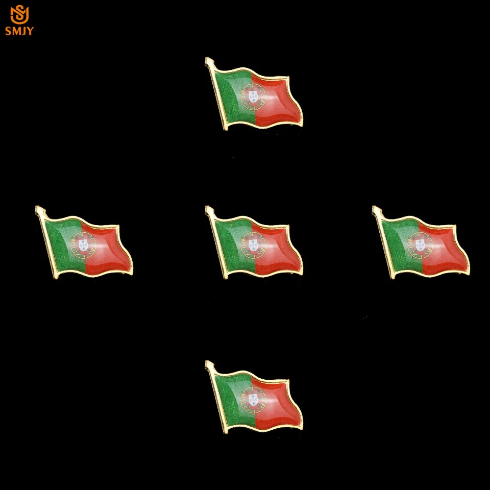 

5PCS Portugal Flag Pin Lapel Metal Badge Backpack Tie Icon Decorative Brooch PIN-008